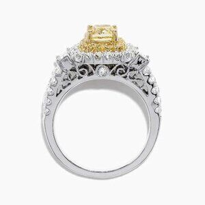Noble Round Yellow Gemstone Square Diamond Silver Ring for Women, VIP244